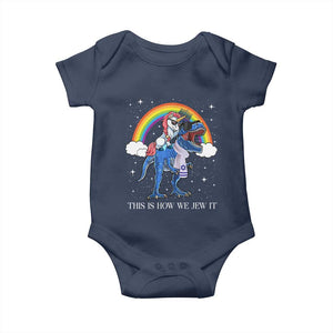 Funny Hanukkah Baby Onesie Jewnicorn This Is How We Jew It TS10 Navy Print Your Wear