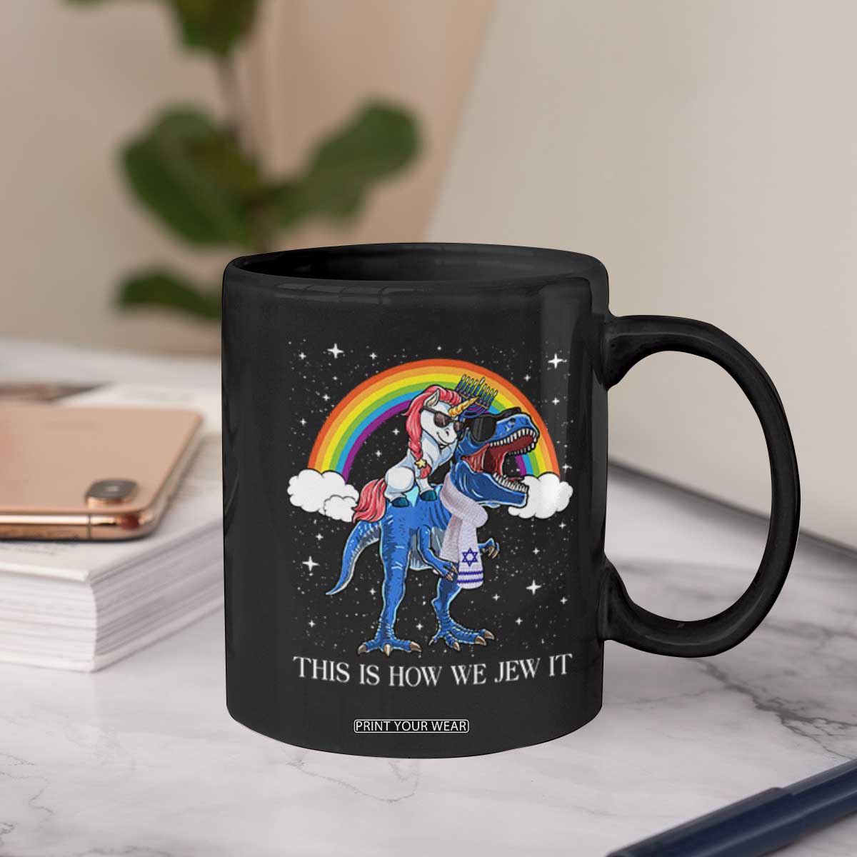Funny Hanukkah Coffee Mug Jewnicorn This Is How We Jew It TS10 Print Your Wear