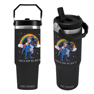 Funny Hanukkah Flip Straw Tumbler Jewnicorn This Is How We Jew It TS10 One Size: 30 oz Black Print Your Wear