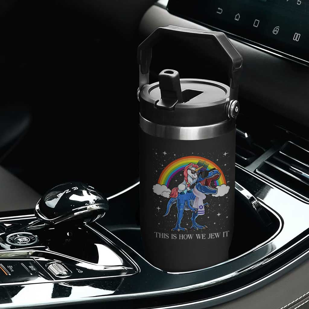 Funny Hanukkah Flip Straw Tumbler Jewnicorn This Is How We Jew It TS10 Print Your Wear