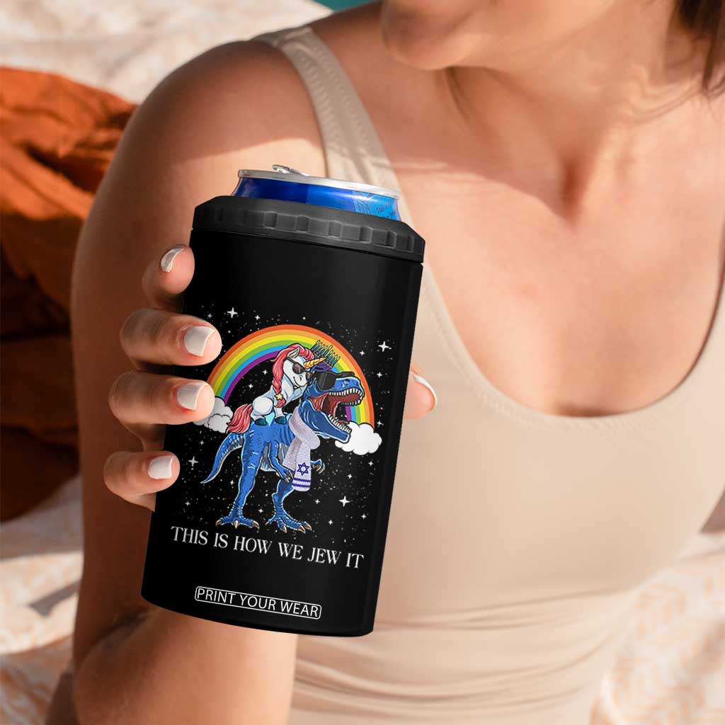 Funny Hanukkah 4 in 1 Can Cooler Tumbler Jewnicorn This Is How We Jew It TS10 Print Your Wear