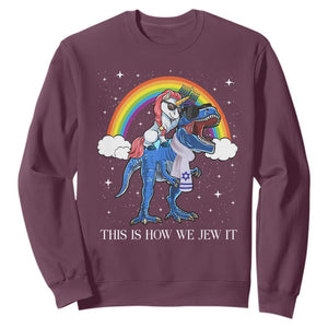 Funny Hanukkah Sweatshirt Jewnicorn This Is How We Jew It TS10 Maroon Print Your Wear