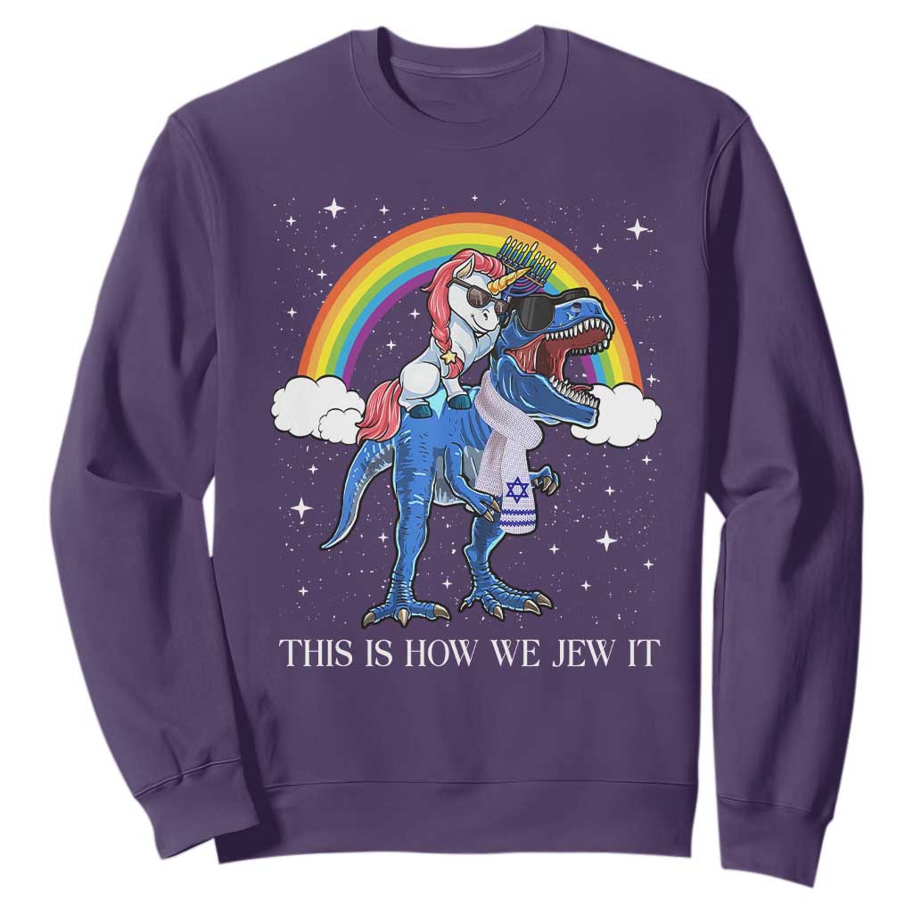 Funny Hanukkah Sweatshirt Jewnicorn This Is How We Jew It TS10 Purple Print Your Wear