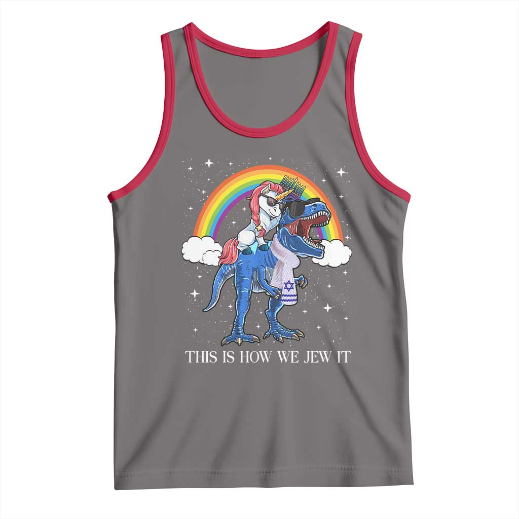 Funny Hanukkah Tank Top Jewnicorn This Is How We Jew It TS10 Deep Heather Red Print Your Wear