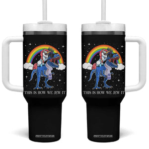 Funny Hanukkah Tumbler With Handle Jewnicorn This Is How We Jew It TS10 One Size: 40 oz Black Print Your Wear