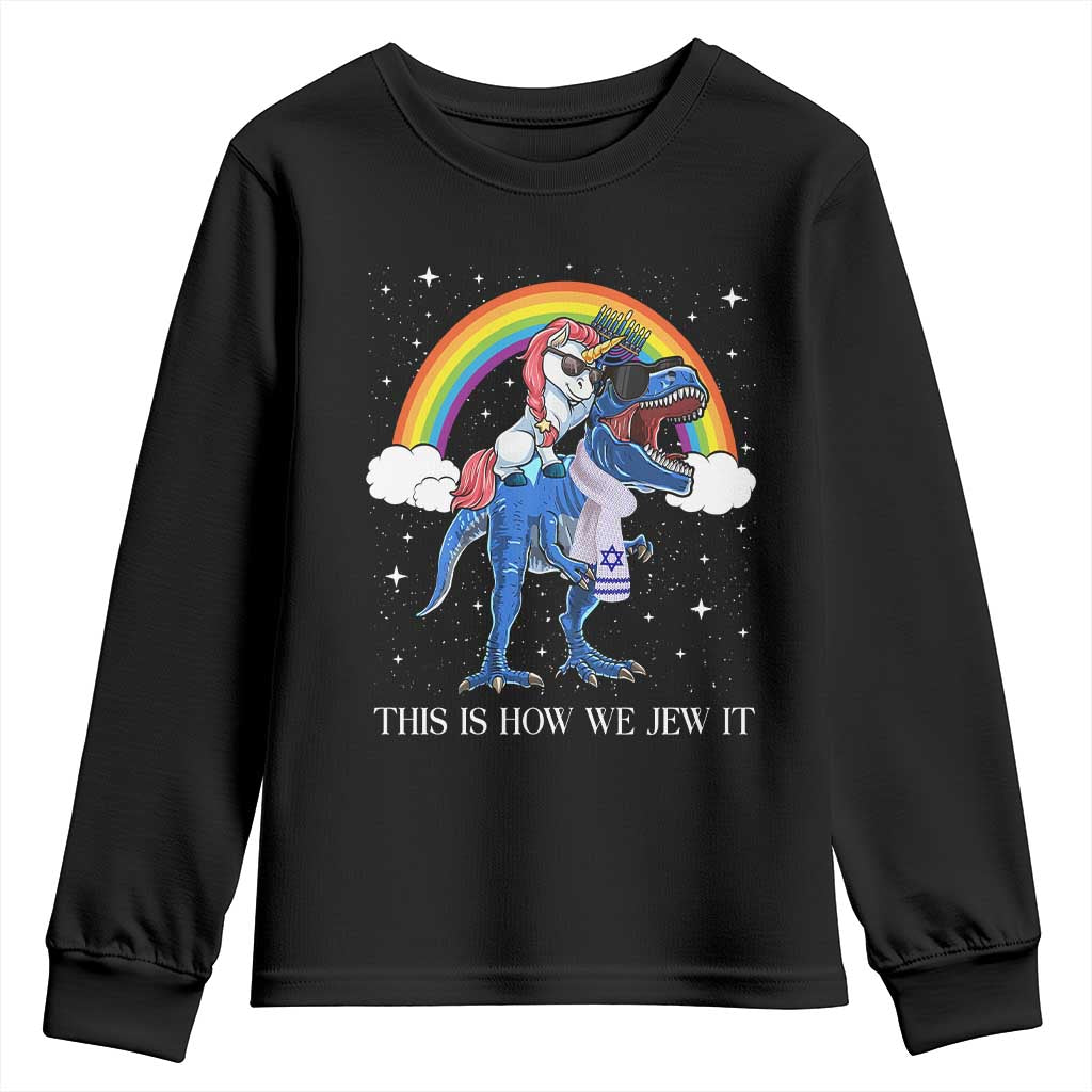 Funny Hanukkah Youth Sweatshirt Jewnicorn This Is How We Jew It TS10 Black Print Your Wear