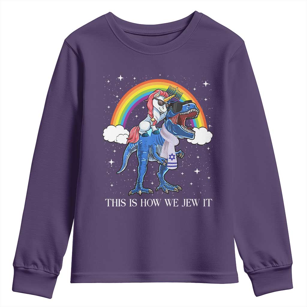 Funny Hanukkah Youth Sweatshirt Jewnicorn This Is How We Jew It TS10 Purple Print Your Wear
