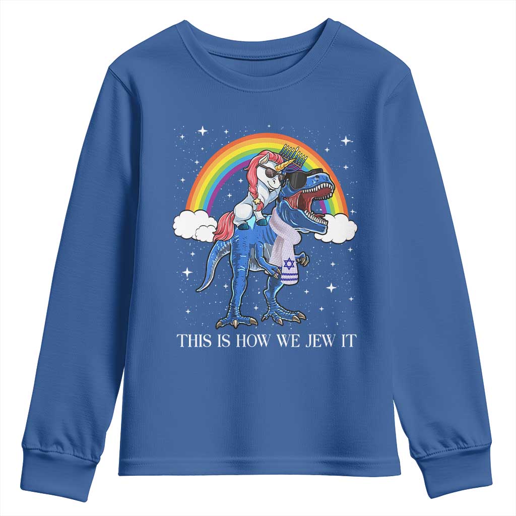 Funny Hanukkah Youth Sweatshirt Jewnicorn This Is How We Jew It TS10 Royal Blue Print Your Wear