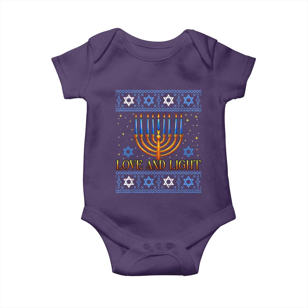 Ugly Hanukkah Baby Onesie Love and Light Jew Menorah Jewish Chanukah TS10 Purple Print Your Wear