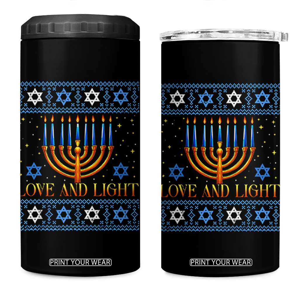 Ugly Hanukkah 4 in 1 Can Cooler Tumbler Love and Light Jew Menorah Jewish Chanukah TS10 One Size: 16 oz Black Print Your Wear