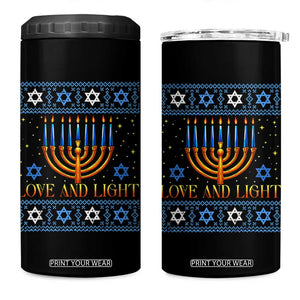 Ugly Hanukkah 4 in 1 Can Cooler Tumbler Love and Light Jew Menorah Jewish Chanukah TS10 One Size: 16 oz Black Print Your Wear