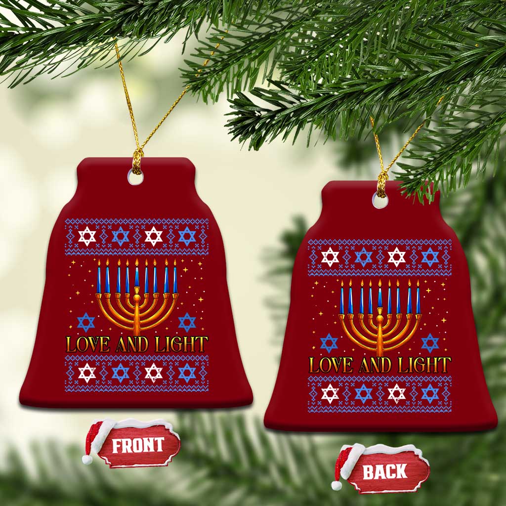 Ugly Hanukkah Ceramic Ornament Love and Light Jew Menorah Jewish Chanukah TS10 Print Your Wear