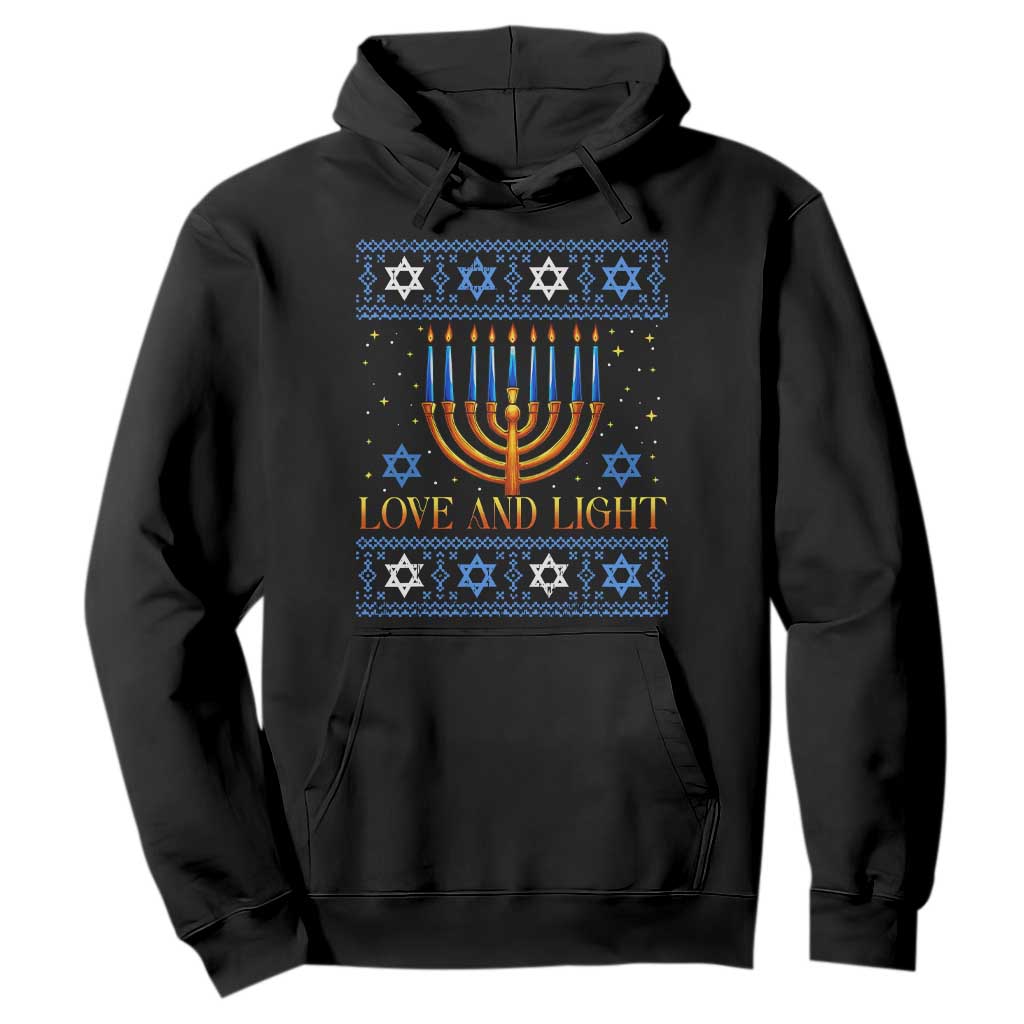 Ugly Hanukkah Hoodie Love and Light Jew Menorah Jewish Chanukah TS10 Black Print Your Wear