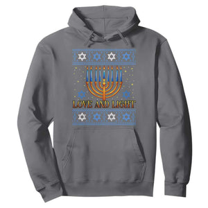 Ugly Hanukkah Hoodie Love and Light Jew Menorah Jewish Chanukah TS10 Charcoal Print Your Wear