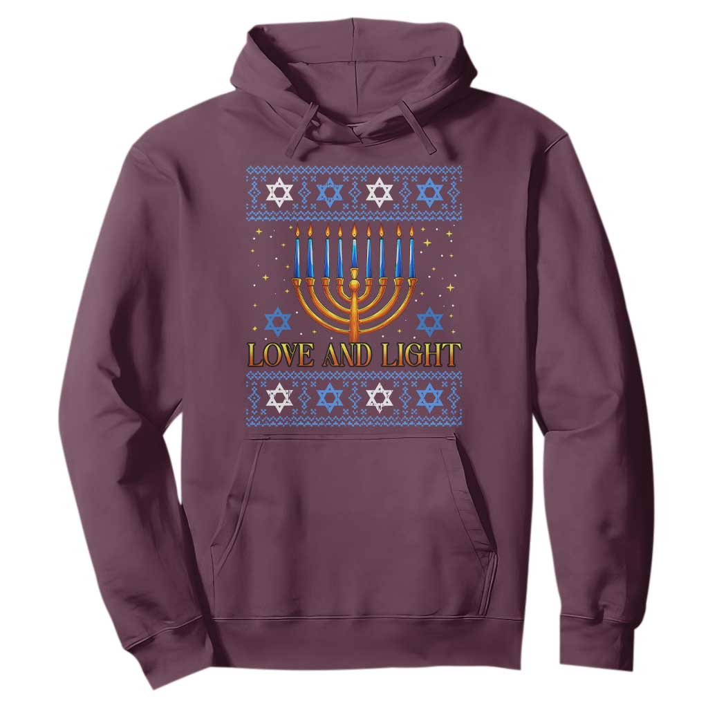 Ugly Hanukkah Hoodie Love and Light Jew Menorah Jewish Chanukah TS10 Maroon Print Your Wear