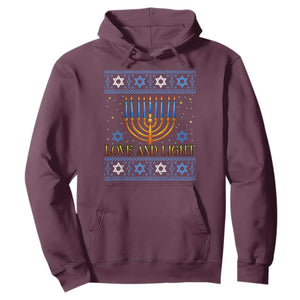 Ugly Hanukkah Hoodie Love and Light Jew Menorah Jewish Chanukah TS10 Maroon Print Your Wear