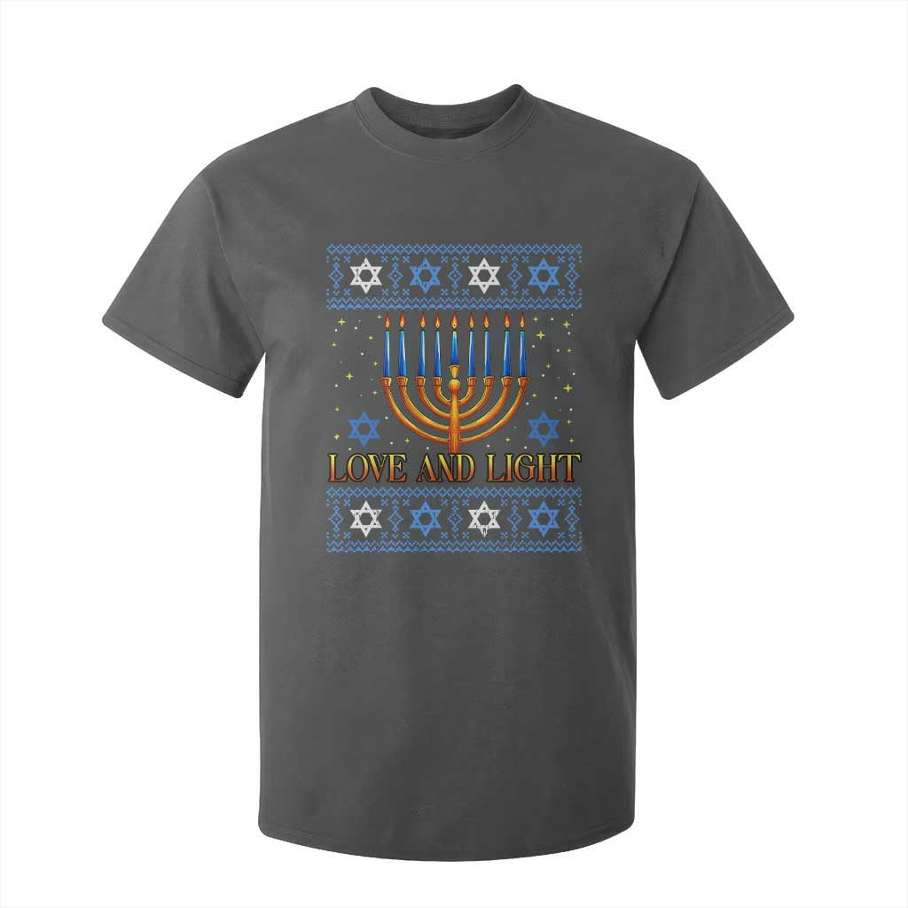 Ugly Hanukkah T Shirt For Kid Love and Light Jew Menorah Jewish Chanukah TS10 Dark Heather Print Your Wear