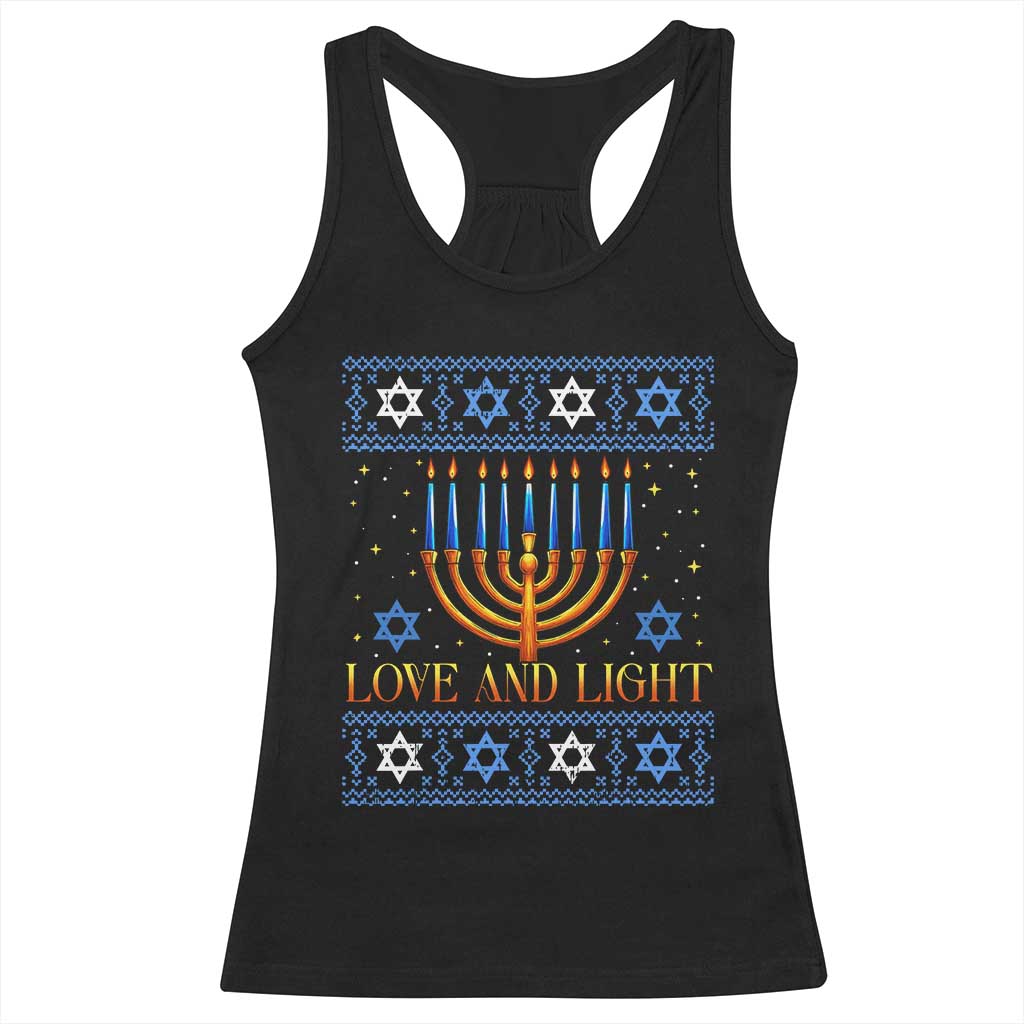 Ugly Hanukkah Racerback Tank Top Love and Light Jew Menorah Jewish Chanukah TS10 Black Print Your Wear