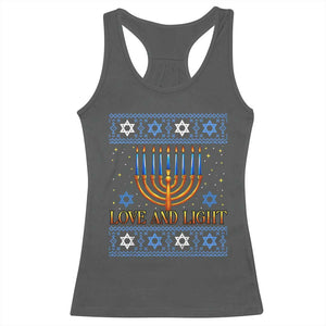 Ugly Hanukkah Racerback Tank Top Love and Light Jew Menorah Jewish Chanukah TS10 Dark Heather Print Your Wear