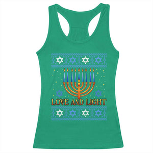 Ugly Hanukkah Racerback Tank Top Love and Light Jew Menorah Jewish Chanukah TS10 Irish Green Print Your Wear
