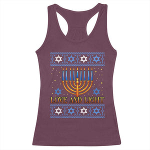 Ugly Hanukkah Racerback Tank Top Love and Light Jew Menorah Jewish Chanukah TS10 Maroon Print Your Wear