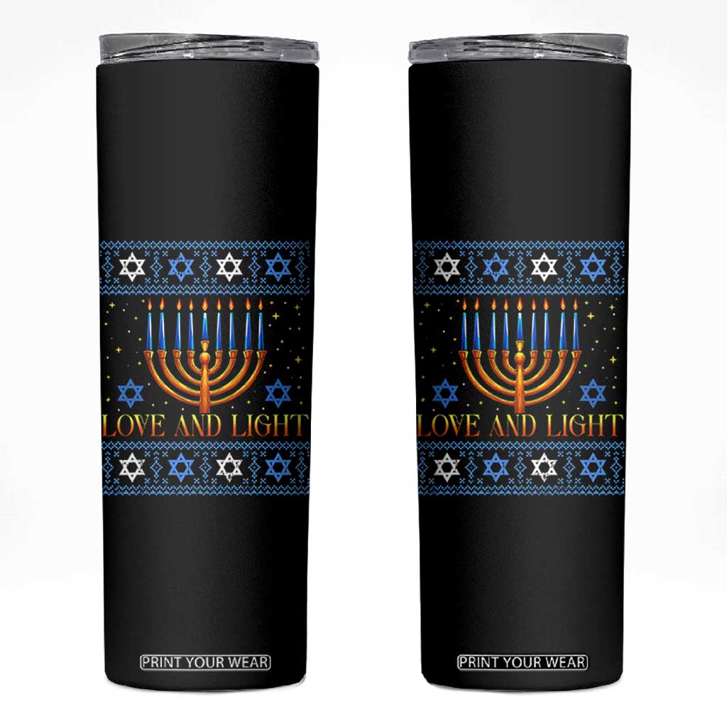 Ugly Hanukkah Skinny Tumbler Love and Light Jew Menorah Jewish Chanukah TS10 Black Print Your Wear