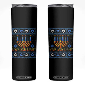 Ugly Hanukkah Skinny Tumbler Love and Light Jew Menorah Jewish Chanukah TS10 Black Print Your Wear