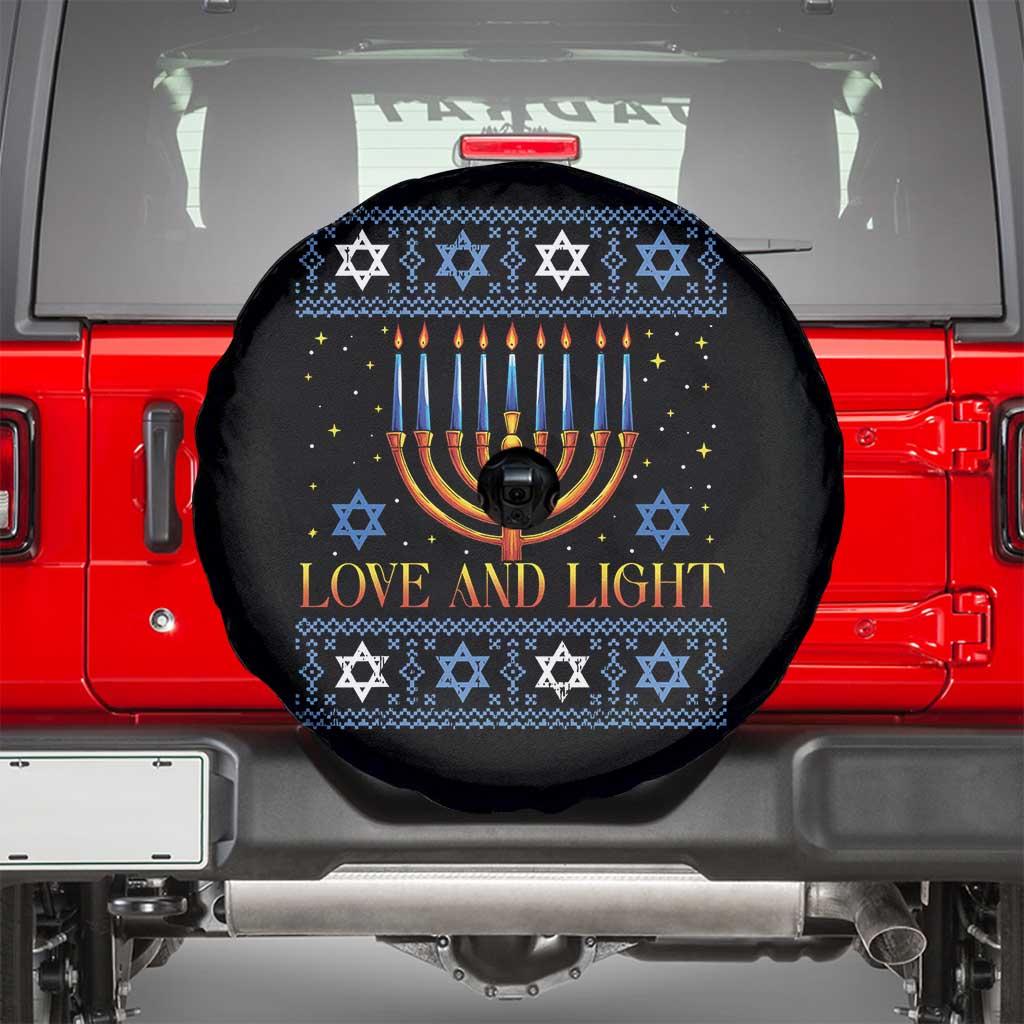 Ugly Hanukkah Spare Tire Cover Love and Light Jew Menorah Jewish Chanukah TS10 Black Print Your Wear
