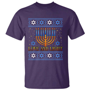 Ugly Hanukkah T Shirt Love and Light Jew Menorah Jewish Chanukah TS10 Purple Print Your Wear