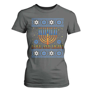 Ugly Hanukkah T Shirt For Women Love and Light Jew Menorah Jewish Chanukah TS10 Dark Heather Print Your Wear