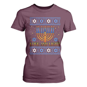 Ugly Hanukkah T Shirt For Women Love and Light Jew Menorah Jewish Chanukah TS10 Maroon Print Your Wear