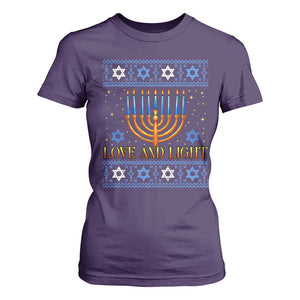 Ugly Hanukkah T Shirt For Women Love and Light Jew Menorah Jewish Chanukah TS10 Purple Print Your Wear
