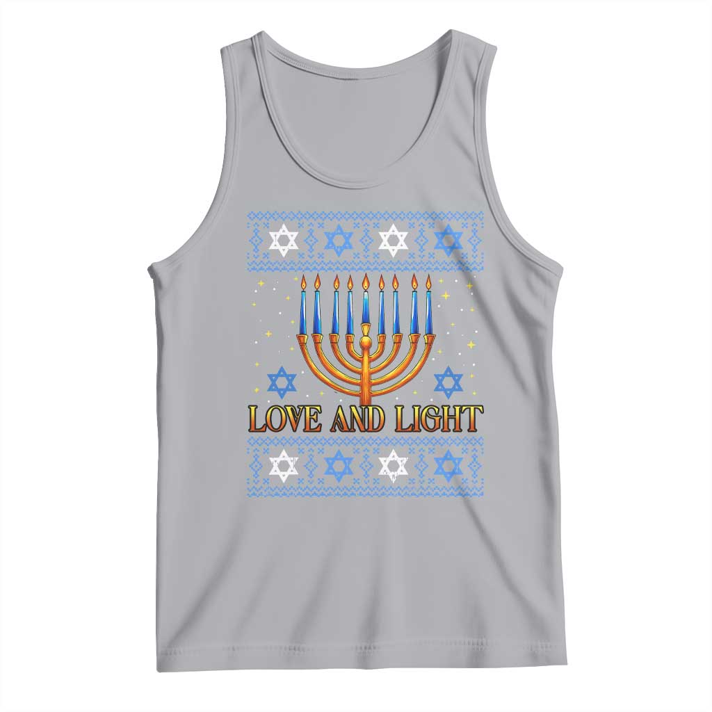 Ugly Hanukkah Tank Top Love and Light Jew Menorah Jewish Chanukah TS10 Athletic Heather Print Your Wear