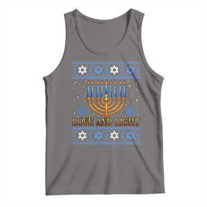 Ugly Hanukkah Tank Top Love and Light Jew Menorah Jewish Chanukah TS10 Deep Heather Print Your Wear