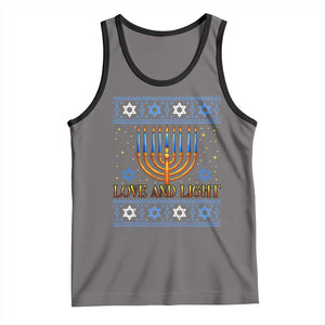 Ugly Hanukkah Tank Top Love and Light Jew Menorah Jewish Chanukah TS10 Deep Heather Black Print Your Wear