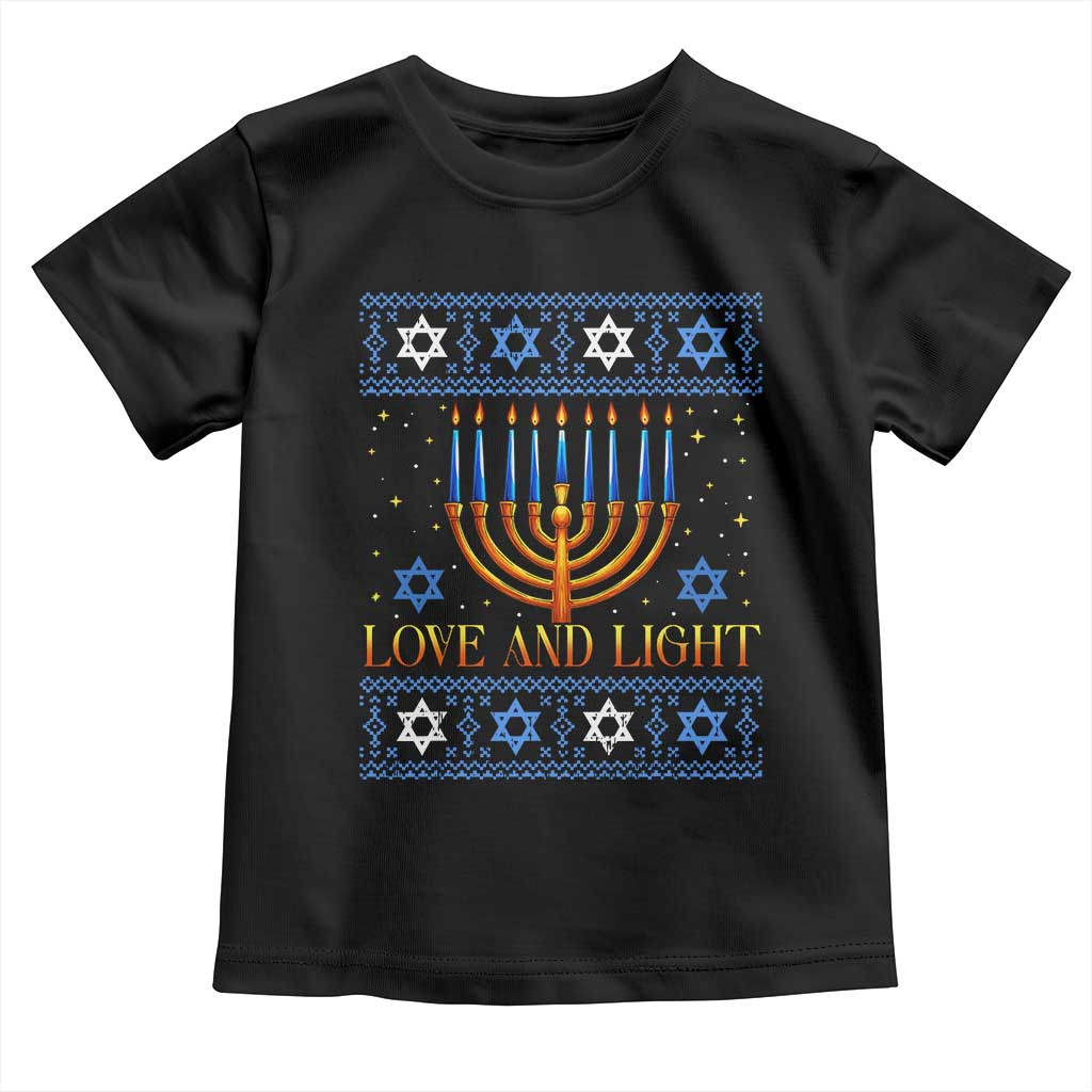 Ugly Hanukkah Toddler T Shirt Love and Light Jew Menorah Jewish Chanukah TS10 Black Print Your Wear