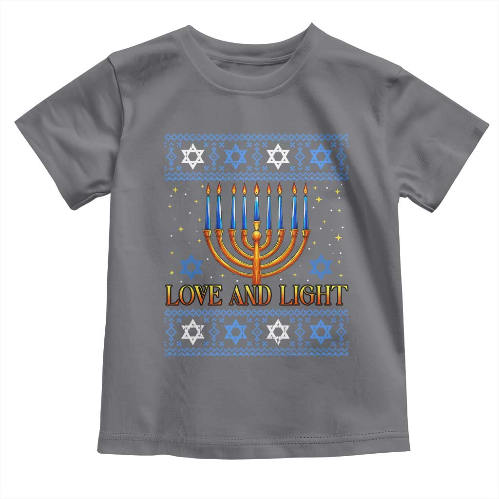 Ugly Hanukkah Toddler T Shirt Love and Light Jew Menorah Jewish Chanukah TS10 Charcoal Print Your Wear