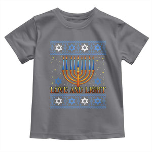 Ugly Hanukkah Toddler T Shirt Love and Light Jew Menorah Jewish Chanukah TS10 Charcoal Print Your Wear