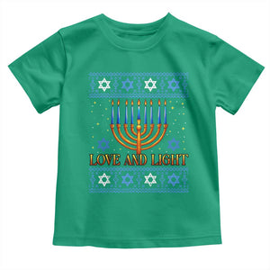 Ugly Hanukkah Toddler T Shirt Love and Light Jew Menorah Jewish Chanukah TS10 Irish Green Print Your Wear