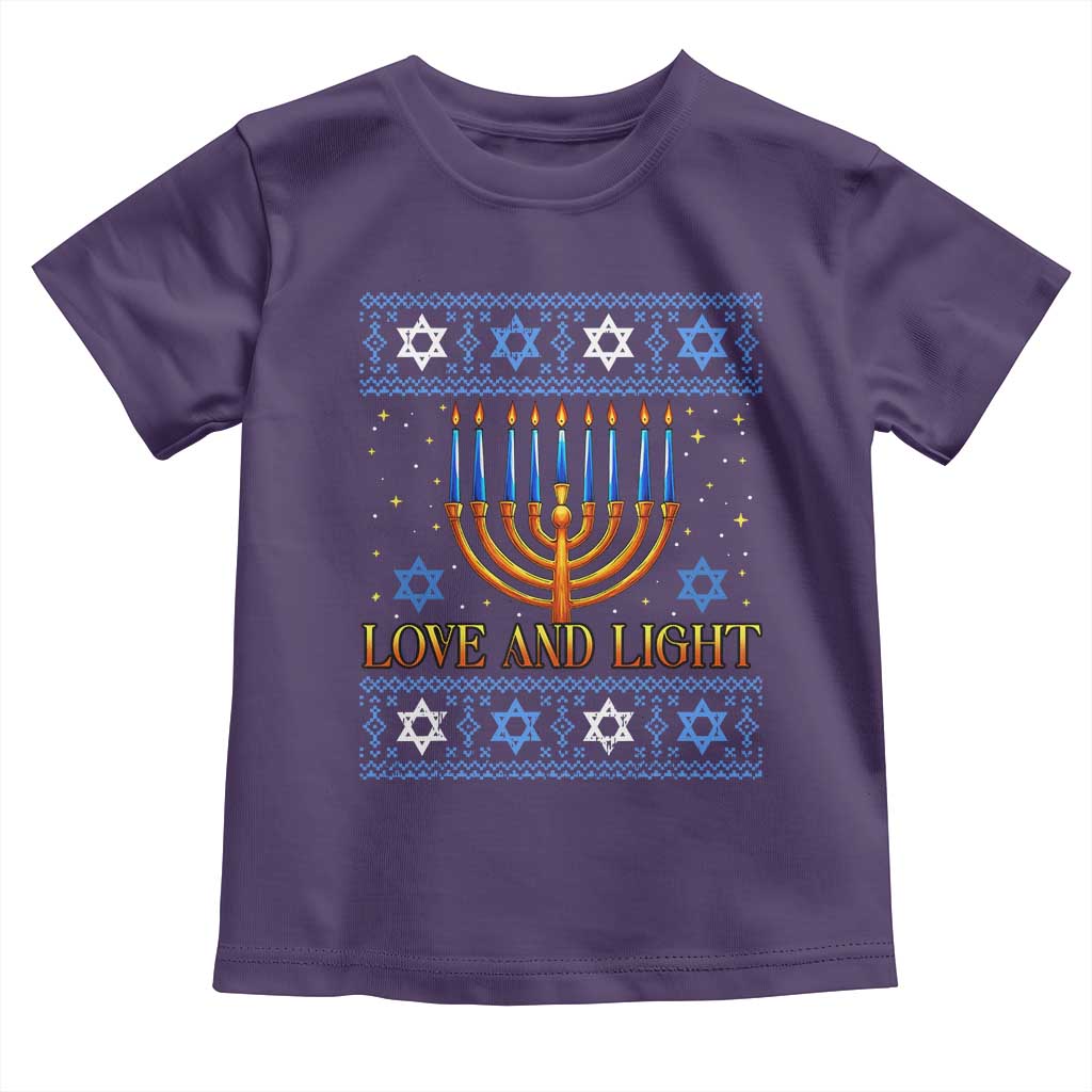 Ugly Hanukkah Toddler T Shirt Love and Light Jew Menorah Jewish Chanukah TS10 Purple Print Your Wear