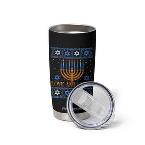 Ugly Hanukkah Tumbler Cup Love and Light Jew Menorah Jewish Chanukah TS10 Print Your Wear