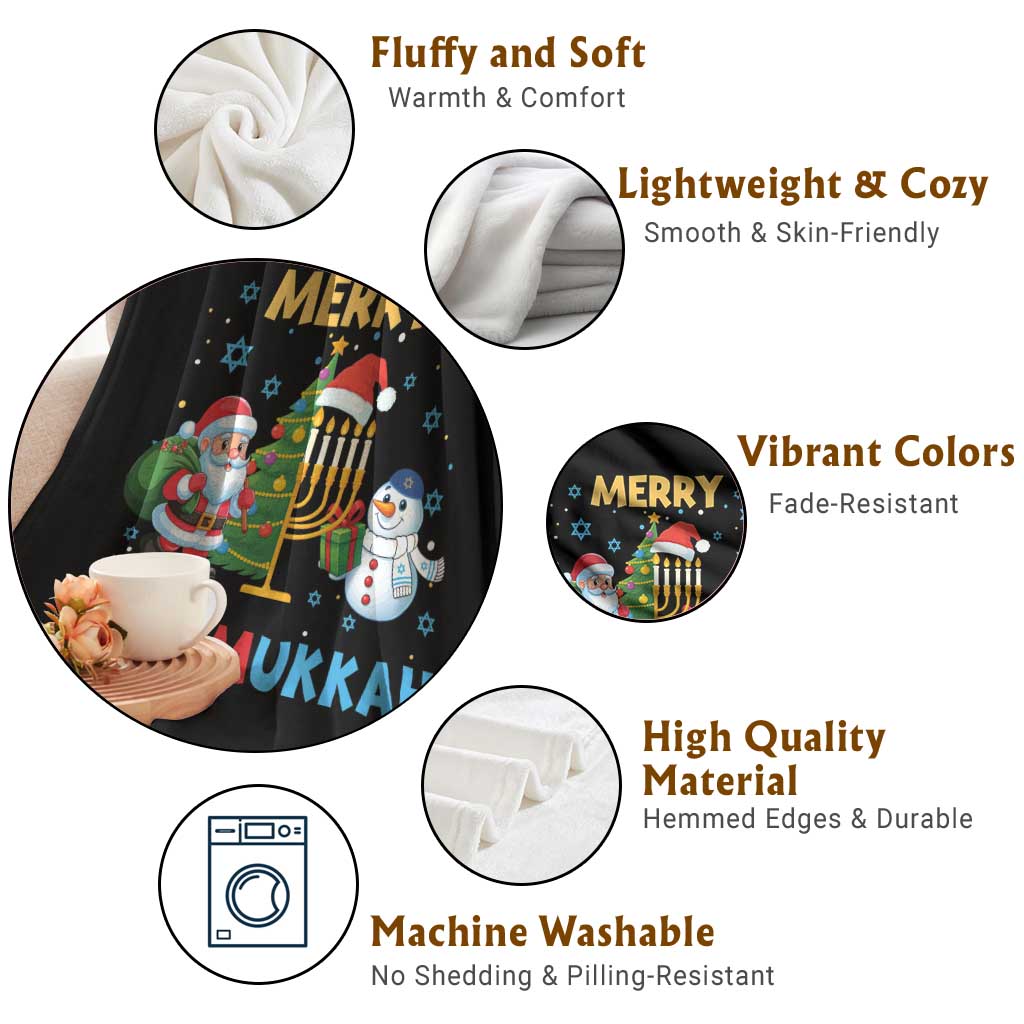 Merry Chrismukkah Throw Blanket Happy Christmas Hanukkah Jewish Santa Snowman TS10 Print Your Wear
