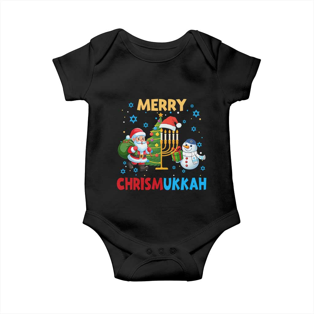 Merry Chrismukkah Baby Onesie Happy Christmas Hanukkah Jewish Santa Snowman TS10 Black Print Your Wear