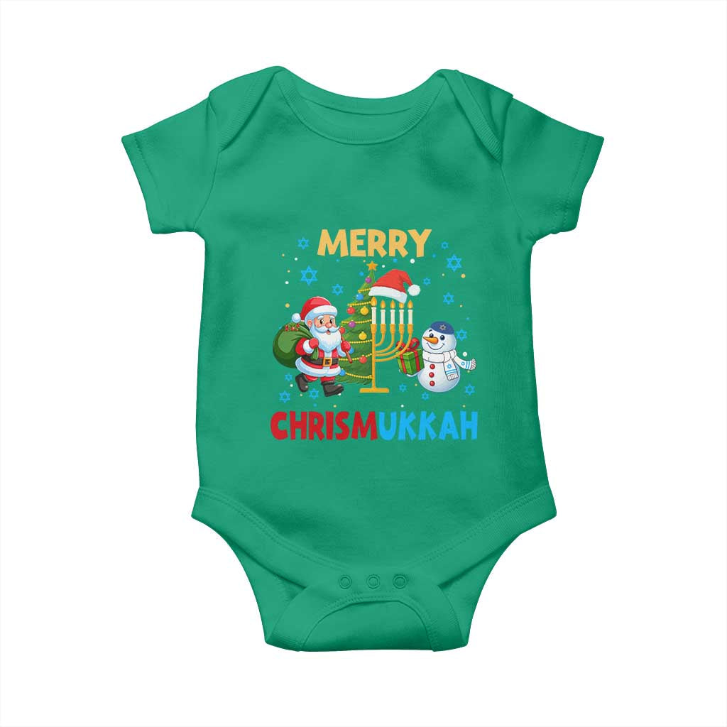 Merry Chrismukkah Baby Onesie Happy Christmas Hanukkah Jewish Santa Snowman TS10 Irish Green Print Your Wear