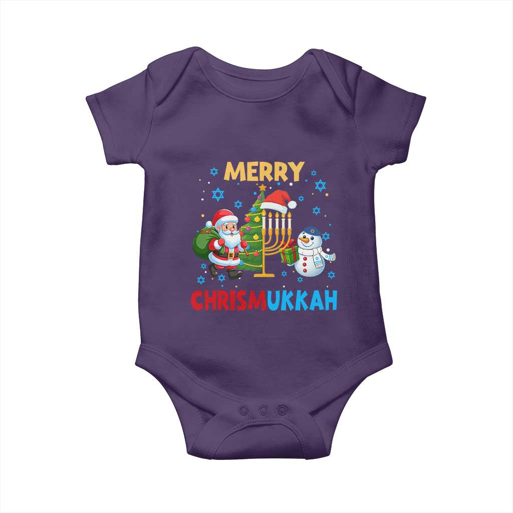 Merry Chrismukkah Baby Onesie Happy Christmas Hanukkah Jewish Santa Snowman TS10 Purple Print Your Wear