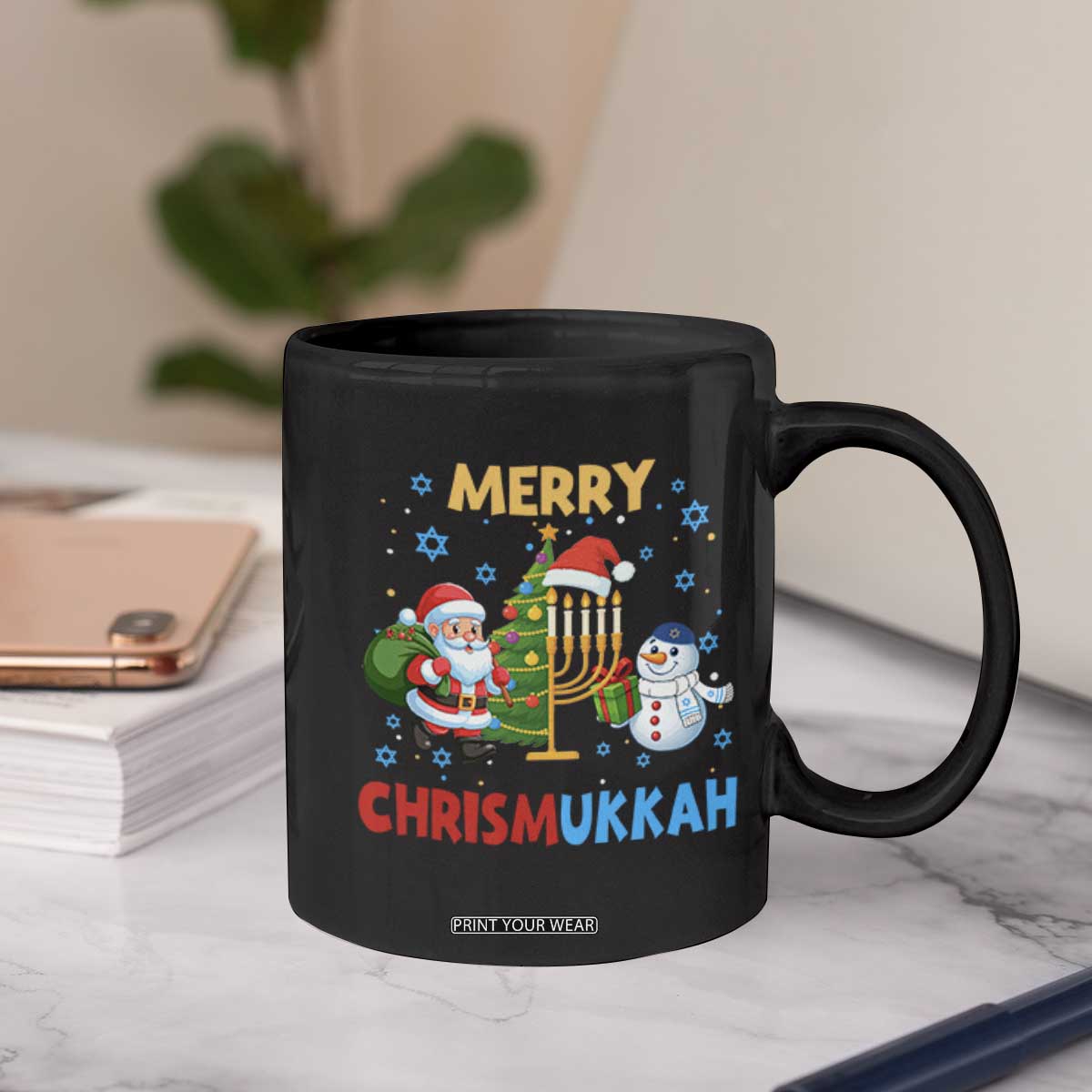 Merry Chrismukkah Coffee Mug Happy Christmas Hanukkah Jewish Santa Snowman TS10 Print Your Wear