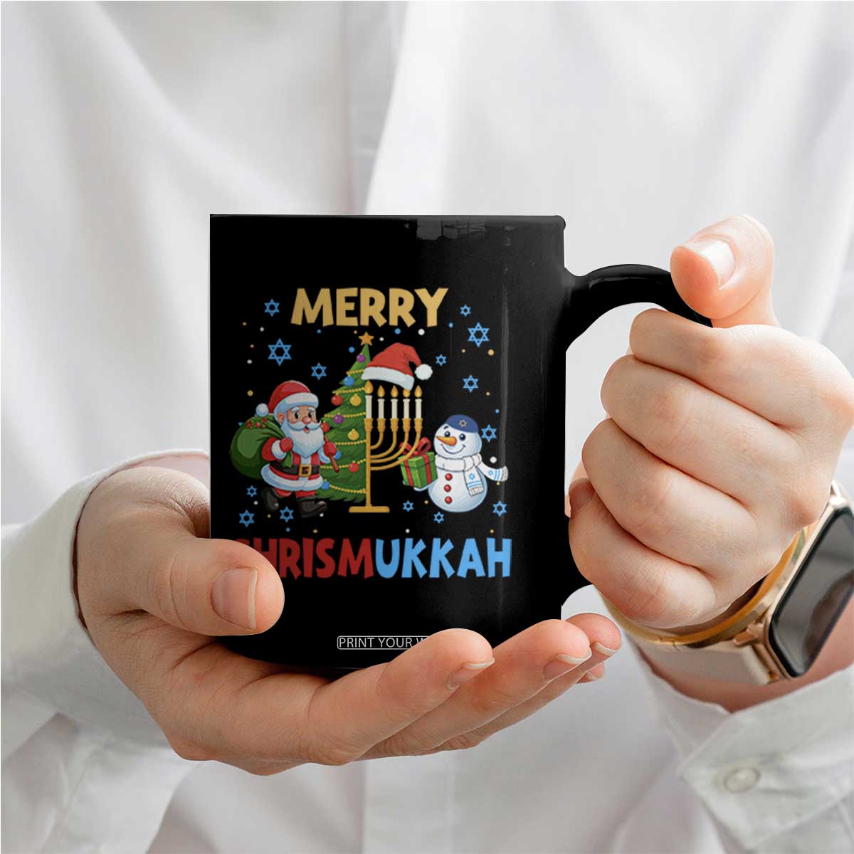 Merry Chrismukkah Coffee Mug Happy Christmas Hanukkah Jewish Santa Snowman TS10 Print Your Wear