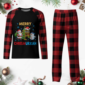 Merry Chrismukkah Plaid Pajama Set Happy Christmas Hanukkah Jewish Santa Snowman TS10 Buffalo Plaid Print Your Wear