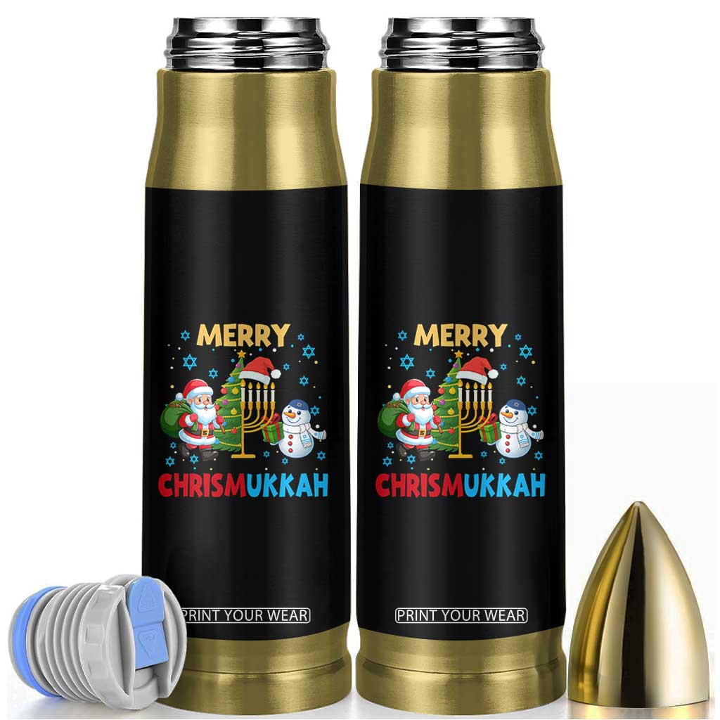 Merry Chrismukkah Bullet Tumbler Happy Christmas Hanukkah Jewish Santa Snowman TS10 Black Print Your Wear