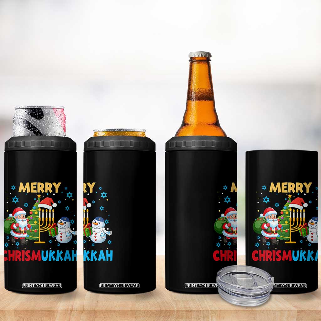 Merry Chrismukkah 4 in 1 Can Cooler Tumbler Happy Christmas Hanukkah Jewish Santa Snowman TS10 Print Your Wear